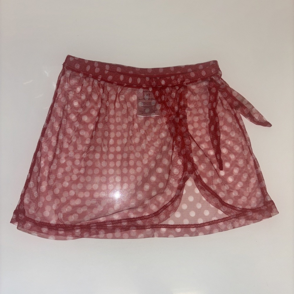 Isaac Morris Ltd Girls Red Polka Dot Mesh Swim Cover Up Skirt Sarong 4T